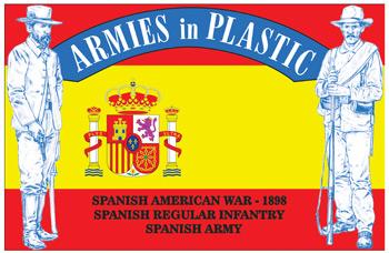 Spanish American War--1898--Spanish Regular Infantry--Spanish Army--16 horizon blue, plastic 1:32nd scale figures in 8 poses #0
