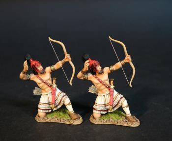Two Kneeling Firing Greek Archers (white skirt with blue trim), The Greeks, The Trojan War--two figures #0