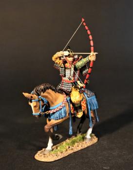 Samurai Horse Archer (black armor, blue horse fittings), The Taira Clan, The Gempei War, 1180-1185--single mounted figure #0