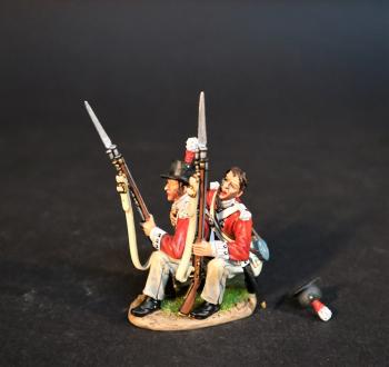 Two Line Infantry (kneeling leaning musket on shoulder with no hat, kneeling at the ready), The 74th (Highland) Regiment, Wellington in India, The Battle of Assaye, 1803--two figures on single base and hat #0