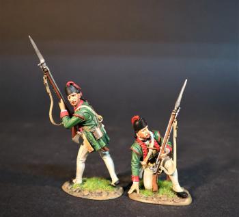 Two Infantrymen (Kneeling hand on ground, standing looking back), Sir John Johnson's King's Royal Regiment of New York, The Battle of Oriskany, August 6, 1777, Drums Along the Mohawk--two figures #0