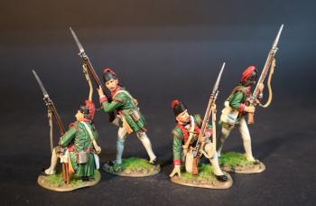 Four Infantrymen (2 kneeling hand on ground, 2 standing looking back), Sir John Johnson's King's Royal Regiment of New York, The Battle of Oriskany, August 6, 1777, Drums Along the Mohawk--four figures #0