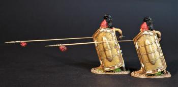 Two Greek Spearmen (red helmet (no horns) large shield, thrusting forward), The Greeks, The Trojan War--two figures #0