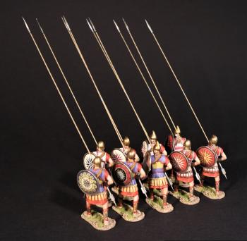 Nine Phalangites, Sarissa at 75 degrees, The Macedonian Phalanx, Armies and Enemies of Ancient Greece and Macedonia--nine figures with pikes #0