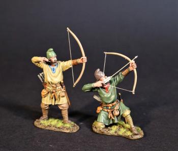Two Saxon Housecarl Archers (kneeling ready (green tunic), standing arrow loosed (yellow tunic)), Angla Saxon/Danes, The Age of Arthur--two figures #0