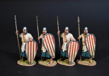 Four Spanish Spearmen Standing (2 leaning on shield, 2 shield on arm), The Spanish, El Cid and the Reconquista--four figures #0