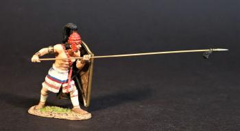 Greek Spearman (red helmet (no horns) large shield, thrusting forward, black ribbon on spear), The Greeks, The Trojan War--single figure #0