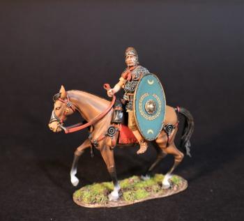 Roman Auxiliary Cavalryman with Green Shield, Roman Auxiliary Cavalry, Armies and Enemies of Ancient Rome--single mounted figure #0
