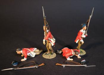 Four Line Infantry Casualties (2 standing, 2 face down on hands), 1st Battalion, 71st Regiment of Foot, The British Army, The Battle of Cowpens, January 17, 1781, The American War of Independence, 1775–1783--four figures #0