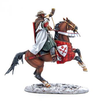 Mounted Teutonic Sergeant Blowing Horn, Livonian Order--single mounted figure #0