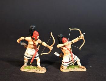 Two Greek Archers (red helmet (no horns), standing reaching for arrow, kneeling firing), The Greeks, The Trojan War--two figures #0