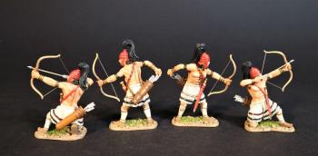 Four Greek Archers (red helmet (no horns), 2 standing reaching for arrow, 2 kneeling firing), The Greeks, The Trojan War--four figures #0