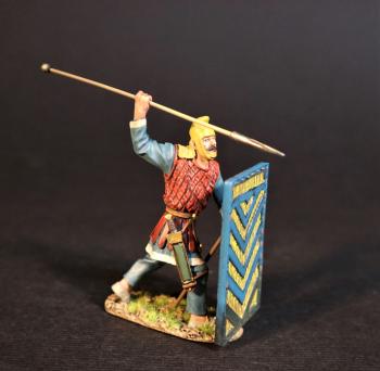 Persian Sparabara Advancing Ready to Thrust Spear Overhand (blue and yellow shield), The Achaemenid Persian Empire, Armies and Enemies of Ancient Greece and Macedonia--single figure #0