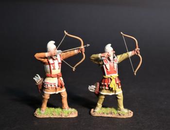Two Persian Sparabara Archers with White Caps (1 with Nocked Arrow, 1 Having fired), The Achaemenid Persian Empire, Armies and Enemies of Ancient Greece and Macedonia--two figures #0