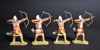 Four Persian Sparabara Archers with White Caps (2 with Nocked Arrows, 2 Having fired), The Achaemenid Persian Empire, Armies and Enemies of Ancient Greece and Macedonia--four figures #0
