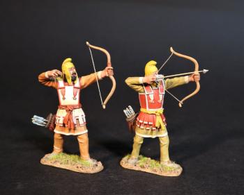 Two Persian Sparabara Archers with Yellow Caps (1 with Nocked Arrow, 1 Having Fired), The Achaemenid Persian Empire, Armies and Enemies of Ancient Greece and Macedonia--two figures #0