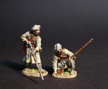 Two Maratha Arab Mercenaries (standing gun pointed down, kneeling loading), Maratha Infantry, The Maratha Empire, Wellington in India, The Battle of Assaye, 1803--two figures #0