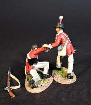 Two Line Infantry (wounded trooper helping kneeling wounded trooper to his feet), The 74th (Highland) Regiment of Foot, Wellington in India, The Battle of Assaye, 1803--two figures and gun #0