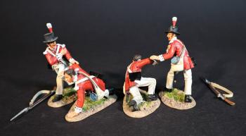 Four Line Infantry (2 wounded troopers helping 2 kneeling wounded troopers to their feet), The 74th (Highland) Regiment of Foot, Wellington in India, The Battle of Assaye, 1803--four figures and 2 guns #0