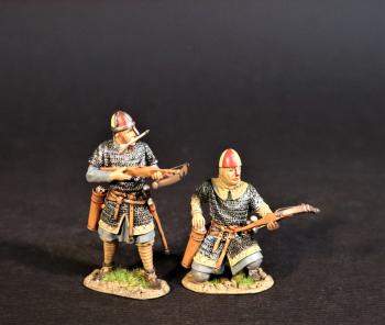 Spanish Crossbowmen (standing readying, quarrel in mouth; kneeing reaching for quarrel), The Spanish, El Cid and the Reconquista--two figures #0
