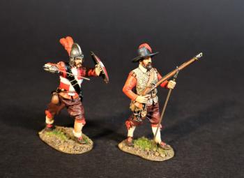 Two Maltese Militia (readying musket and rest, advancing with sword & shield),  The Great Siege of Malta, 1565, The Crusades--two figures #0