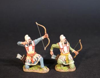 Two Persian Sparabara Archers with White Caps (kneeling having fired, kneeling reaching for arrow), The Achaemenid Persian Empire, Armies and Enemies of Ancient Greece and Macedonia--two figures #0