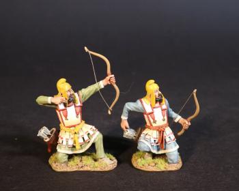 Two Persian Sparabara Archers with Yellow Caps (kneeling having fired, kneeling reaching for arrow), The Achaemenid Persian Empire, Armies and Enemies of Ancient Greece and Macedonia--two figures #0