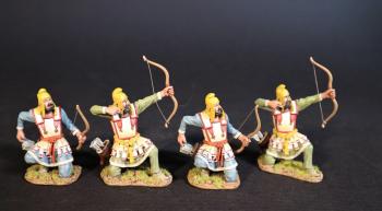 Four Persian Sparabara Archers with Yellow Caps (2 kneeling having fired, 2 kneeling reaching for arrow), The Achaemenid Persian Empire, Armies and Enemies of Ancient Greece and Macedonia--four figures #0