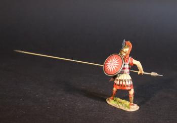 Phalangite Officer with Red Shield, Sarissa Aimed Straight Ahead, The Macedonian Phalanx, Armies and Enemies of Ancient Greece and Macedonia--single figure with pike #0