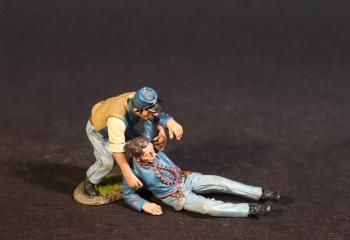 Two Wounded Crew (crouching crewman dragging prone crewman), 5th U.S. Artillery, The Union Army, The First Battle of Bull Run, 1861, ACW, 1861-1865--two figures #0