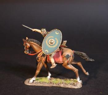 Roman Auxiliary Cavalryman with Green Shield, Roman Auxiliary Cavalry, Armies and Enemies of Ancient Rome--single mounted figure thrusting sword forward #0