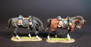 Two Cavalry Horses (black with head down, brown with head drooping), Cavalry Division, The Army of Northern Virginia, The Battle of Brandy Station, June 9th, 1863, The American Civil War, 1861-1865--two horse figures #0