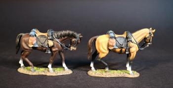 Two Cavalry Horses (yellow-tan with head turned left, dark brown with head drooping), Cavalry Division, The Army of Northern Virginia, The Battle of Brandy Station, June 9th, 1863, The American Civil War, 1861-1865--two horse figures #0