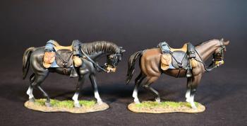 Two Cavalry Horses (dark brown with head turned left, black with head drooping), Cavalry Division, The Army of Northern Virginia, The Battle of Brandy Station, June 9th, 1863, The American Civil War, 1861-1865--two horse figures #0