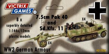 7.5cm Pak 40 and Sdkfz 11’s--four each of 1:144 scale halftracks and cannon (unpainted plastic kit) #0