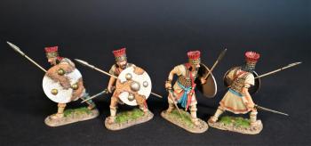 Four Lycian Warriors (round shield, wielding swords, holding spears), The Lycians, Troy and Her Allies, The Trojan War--four figures #0