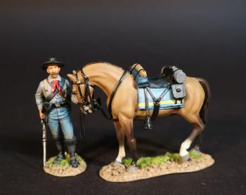 Standing Cavalryman Horse Holder and Horse, United States Cavalry, The Battle of the Rosebud, 17th June 1876, The Black Hill Wars 1876-1877--single figure and horse #0