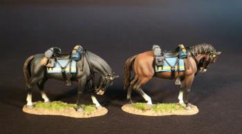 Two United States Cavalry Horses (brown looking forward, black looking down), United States Cavalry, The Battle of the Rosebud, 17th June 1876, The Black Hill Wars 1876-1877--two horse figures #0