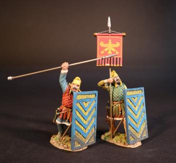 Persian Sparabara Spearmen Standard Bearer and Officer (blue and yellow shield), The Achaemenid Persian Empire, Armies and Enemies of Ancient Greece and Macedonia--two figures #0
