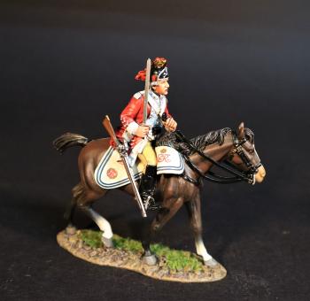 Trooper with Sword Held Straight Up and Down, The 17th Light Dragoons, The British Army, The Battle of Cowpens, January 17, 1781, The American War of Independence, 1775–1783--single mounted figure #0