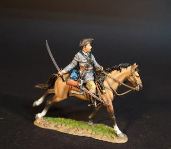 Militia Dragoon (gray coat), American Continental and Militia Dragoons, The Battle of Cowpens, January 17, 1781, The American War of Independence, 1775–1783--single mounted figure #0