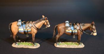 Two Army Mules (tan, looking left; brown, looking down), United States Cavalry, The Battle of the Rosebud, 17th June 1876, The Black Hill Wars 1876-1877--two mule figure #0