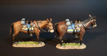 Two Army Mules (brown, looking left; tan, looking right), United States Cavalry, The Battle of the Rosebud, 17th June 1876, The Black Hill Wars 1876-1877--two mule figure #0