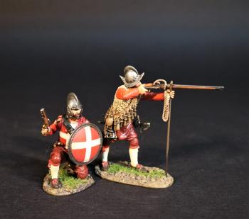 Two Maltese Militia (firing musket with rest; kneeling with pistol and round shield), The Great Siege of Malta, 1565, The Crusades--two figures #0