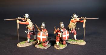 Four Maltese Militia (2 firing musket with rest; 2 kneeling with pistol and round shield), The Great Siege of Malta, 1565, The Crusades--four figures #0
