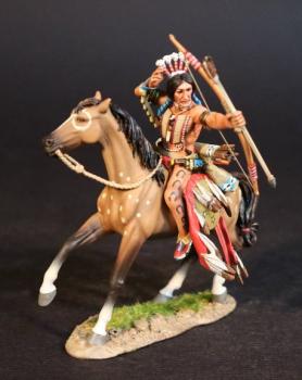 Sioux Warrior aiming bow to left, The Battle Where the Girl Saved Her Brother, 17th June 1876, The Black Hill Wars, 1876-1877, Thunder on the Plains--single mounted figure with newly-fired bow and spare arrow in left hand #0