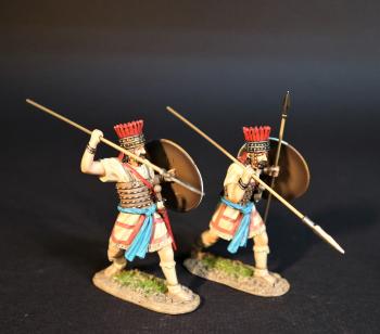 Two Lycian Warriors (round shield, wielding spears; spear readied for overhand thrust), The Lycians, Troy and Her Allies, The Trojan War--two figures #0
