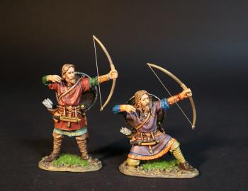 Viking Archers (standing firing in red tunic, kneeling firing in purple tunic), the Vikings, The Age of Arthur--two figures #0