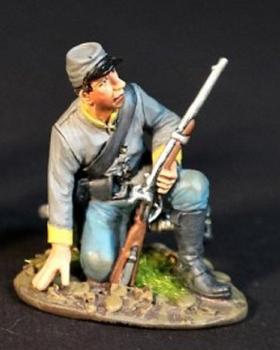 Dismounted Confederate Cavalryman Kneeling Leaning on Right Hand, Cavalry Division, The Army of Northern Virginia, The Battle of Brandy Station, June 9th, 1863, The American Civil War, 1861-1865--single figure #0