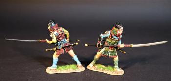 Two Samurai Retainers (armor & helmet, naganata pointed forward), Minamoto Clan, The Gempei War, 1180-1185--two figures #0
